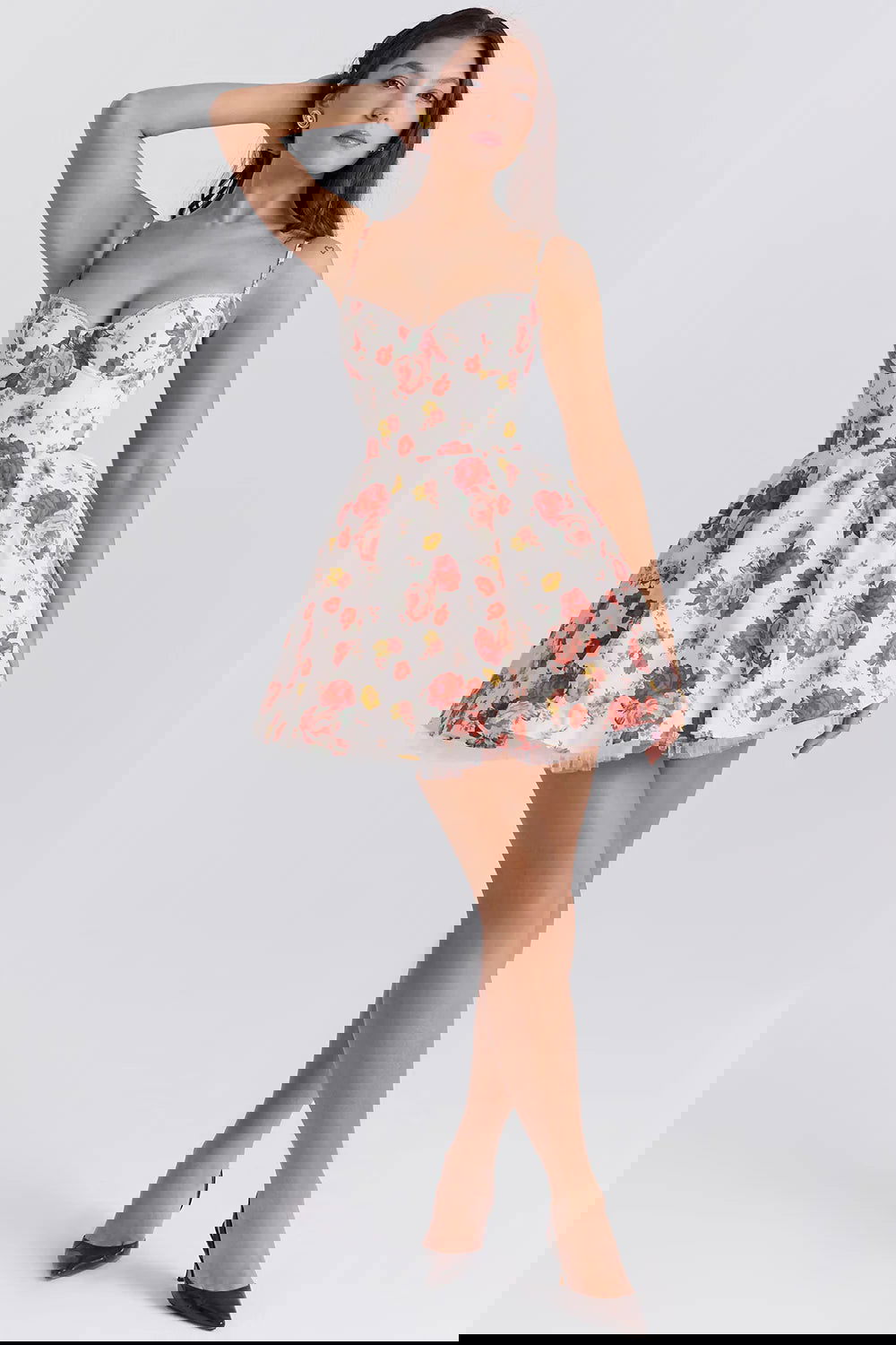 Vestido Curto Floral Modelador Modelo Altamura