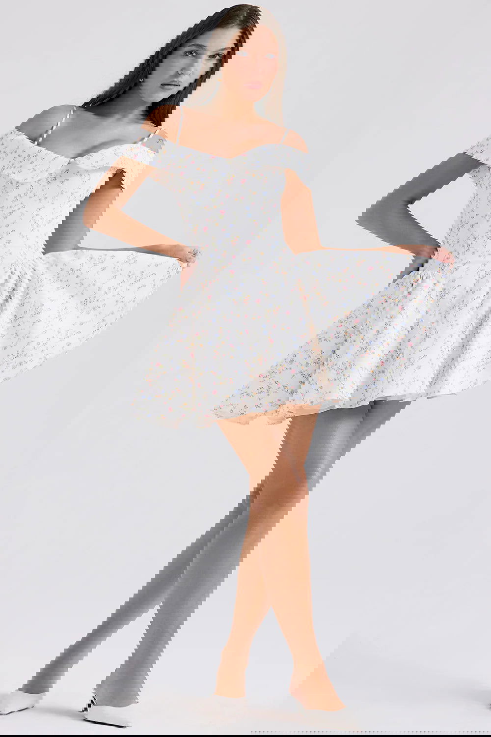 Vestido Curto Floral Modelador Modelo Rapallo
