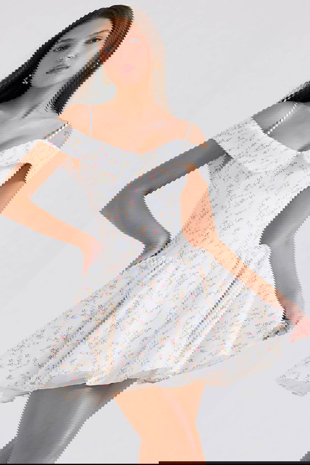 Vestido Curto Floral Modelador Modelo Rapallo