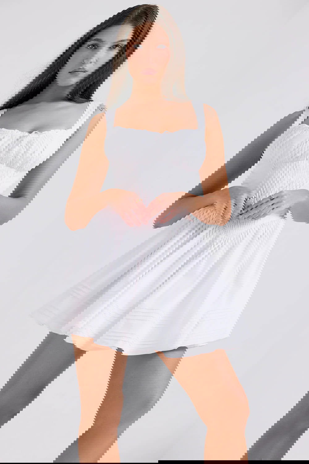 Vestido Curto Modelador de Algodão Branco Modelo Andria