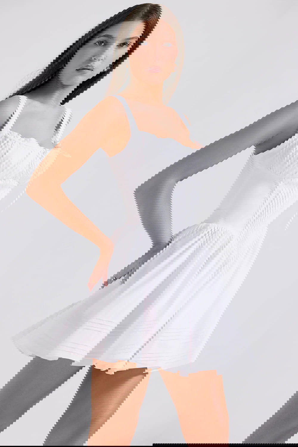 Vestido Curto Modelador de Algodão Branco Modelo Andria