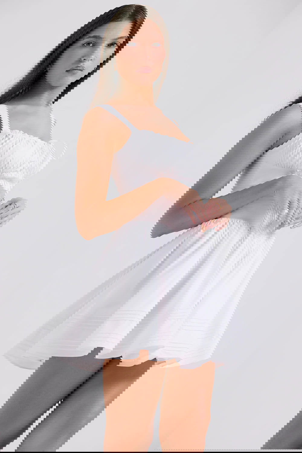 Vestido Curto Modelador de Algodão Branco Modelo Andria