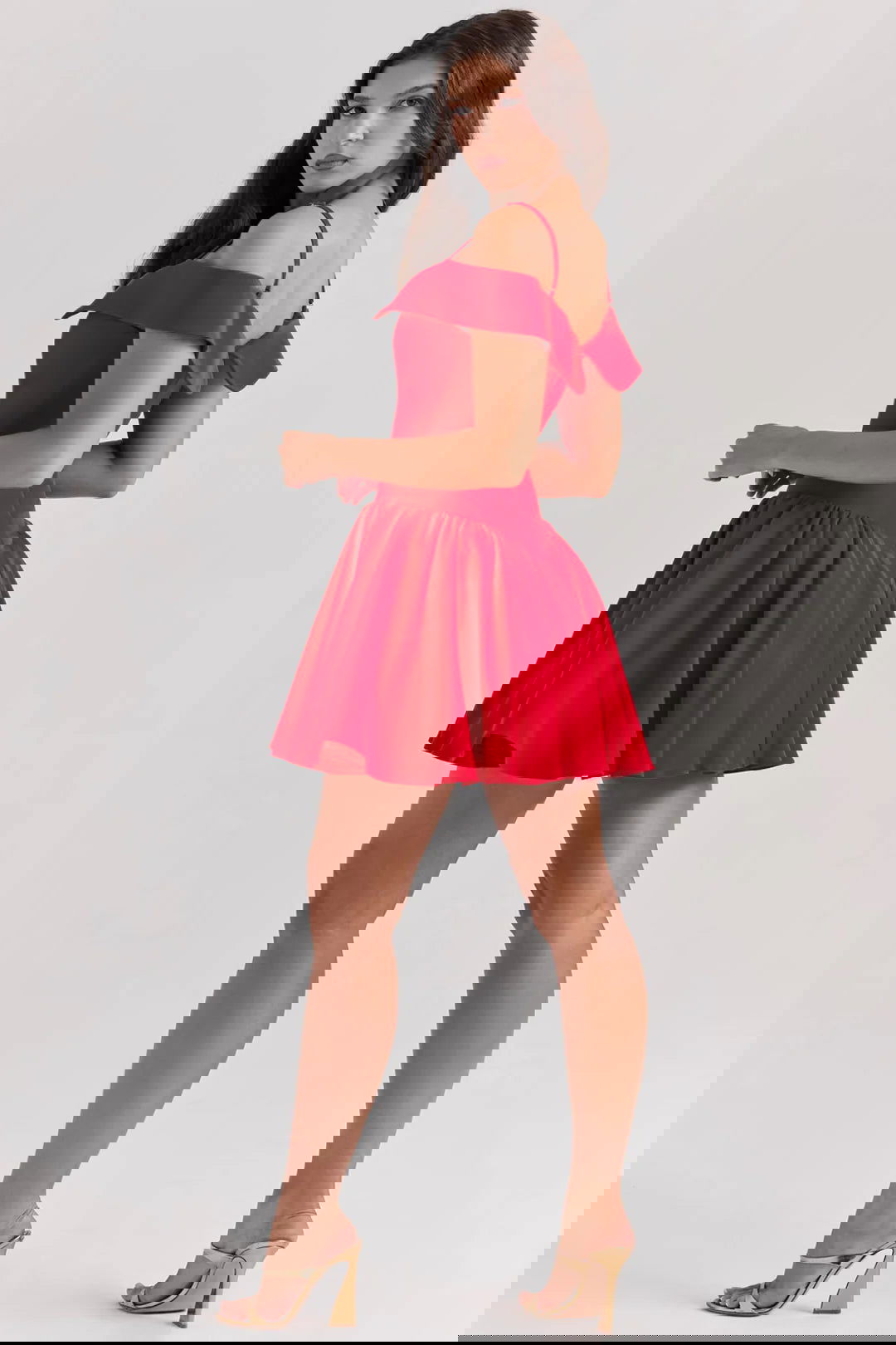 Vestido Curto Vermelho Modelador Off Shoulder Modelo Bollate