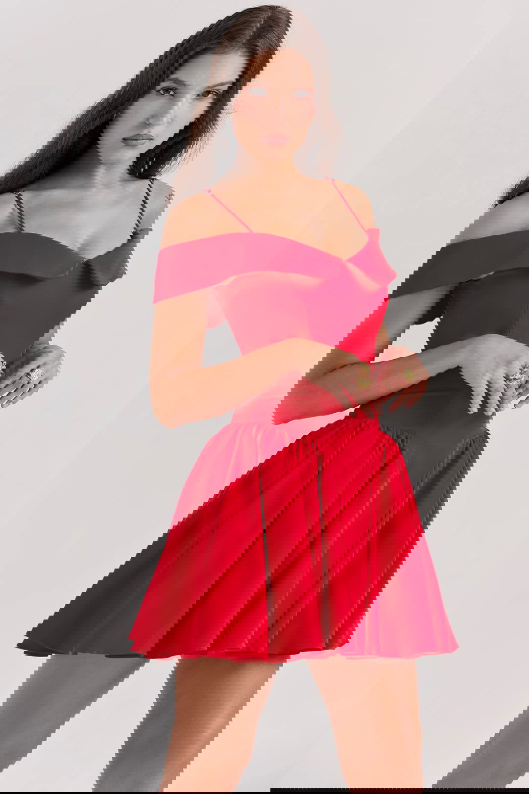 Vestido Curto Vermelho Modelador Off Shoulder Modelo Bollate