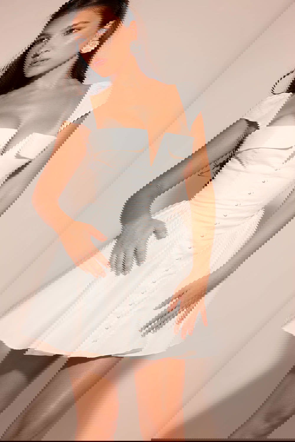 Vestido Curto de Algodão Branco Modelo Riomaggiore