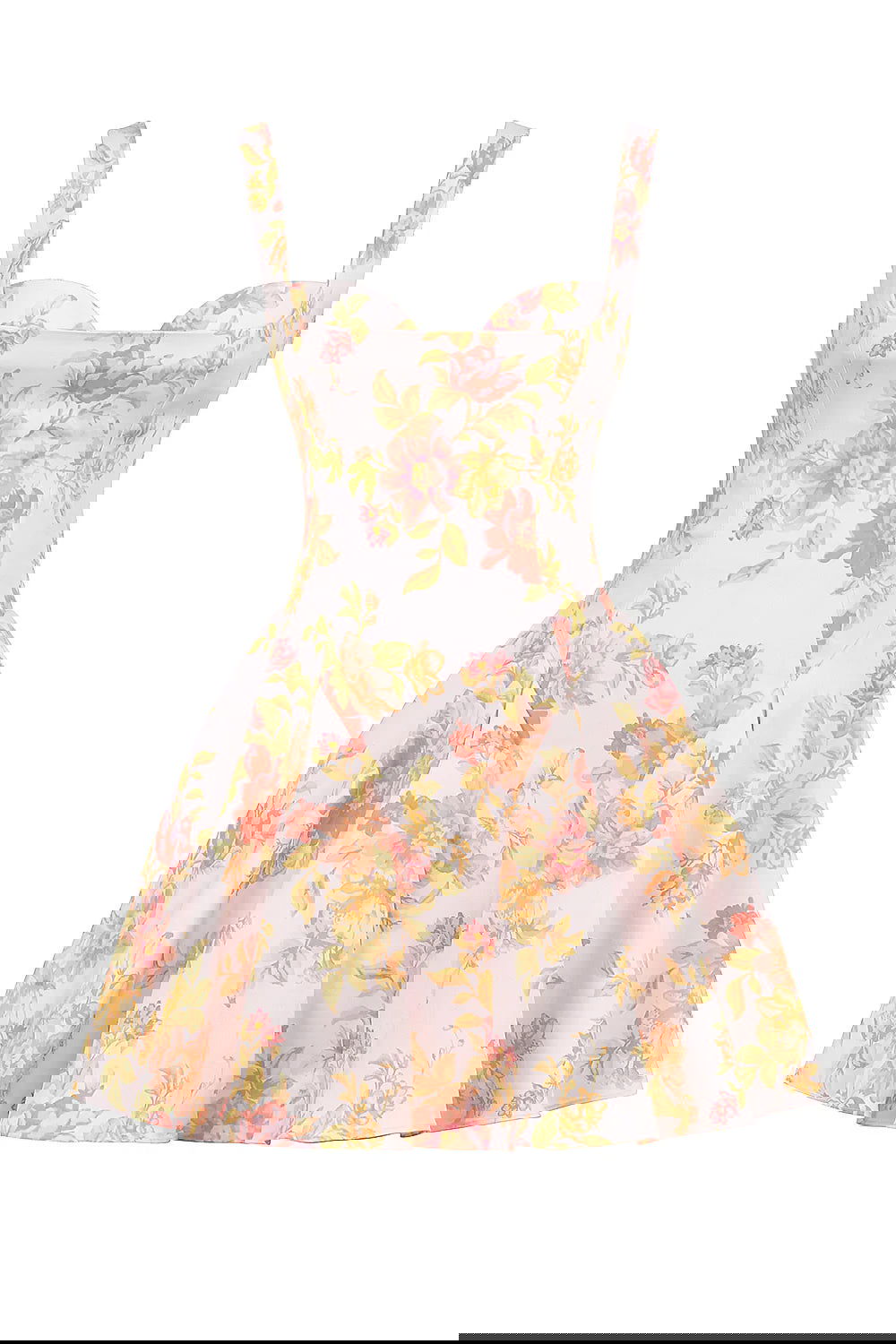 Vestido Curto de Sarja Floral Modelo Como