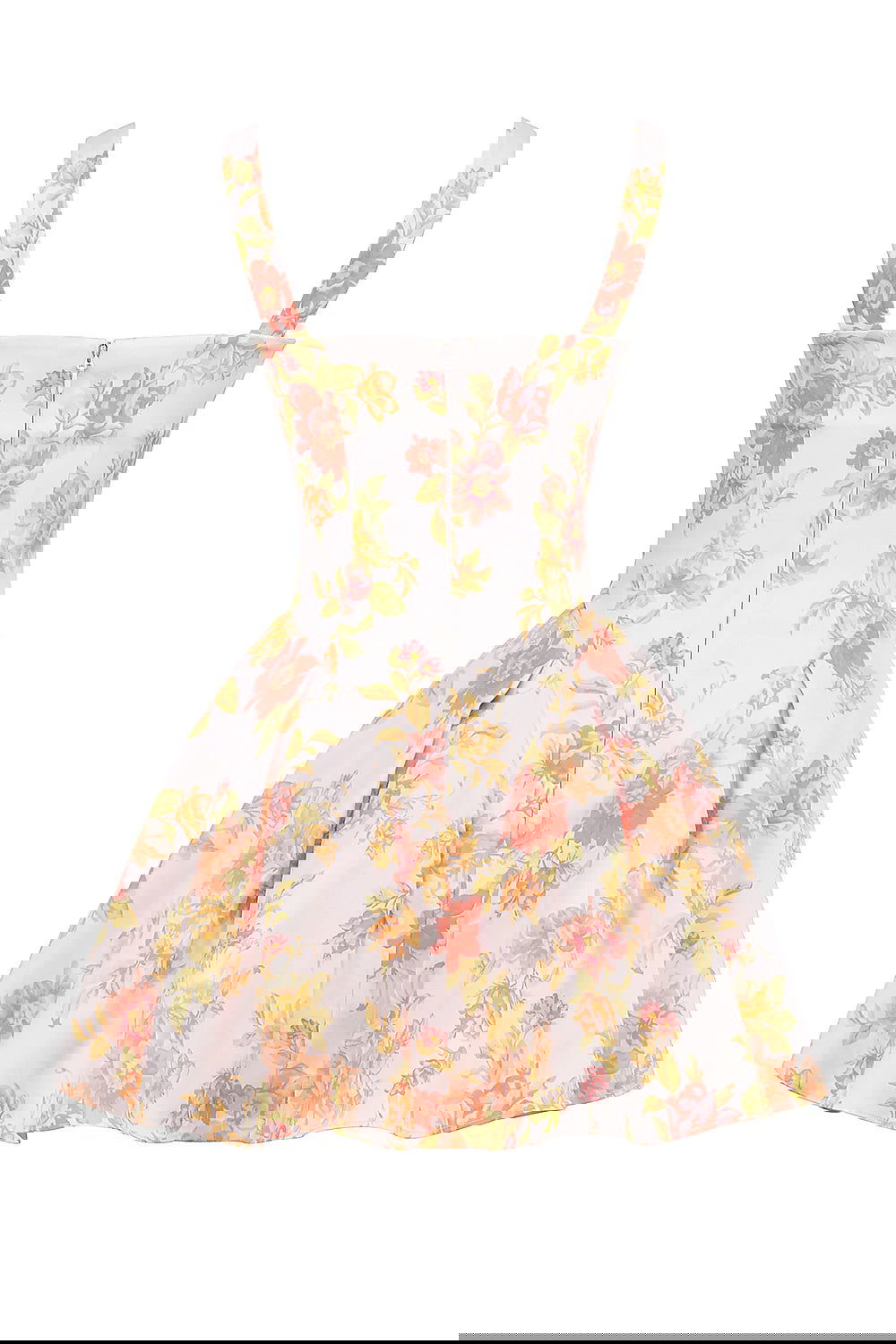 Vestido Curto de Sarja Floral Modelo Como