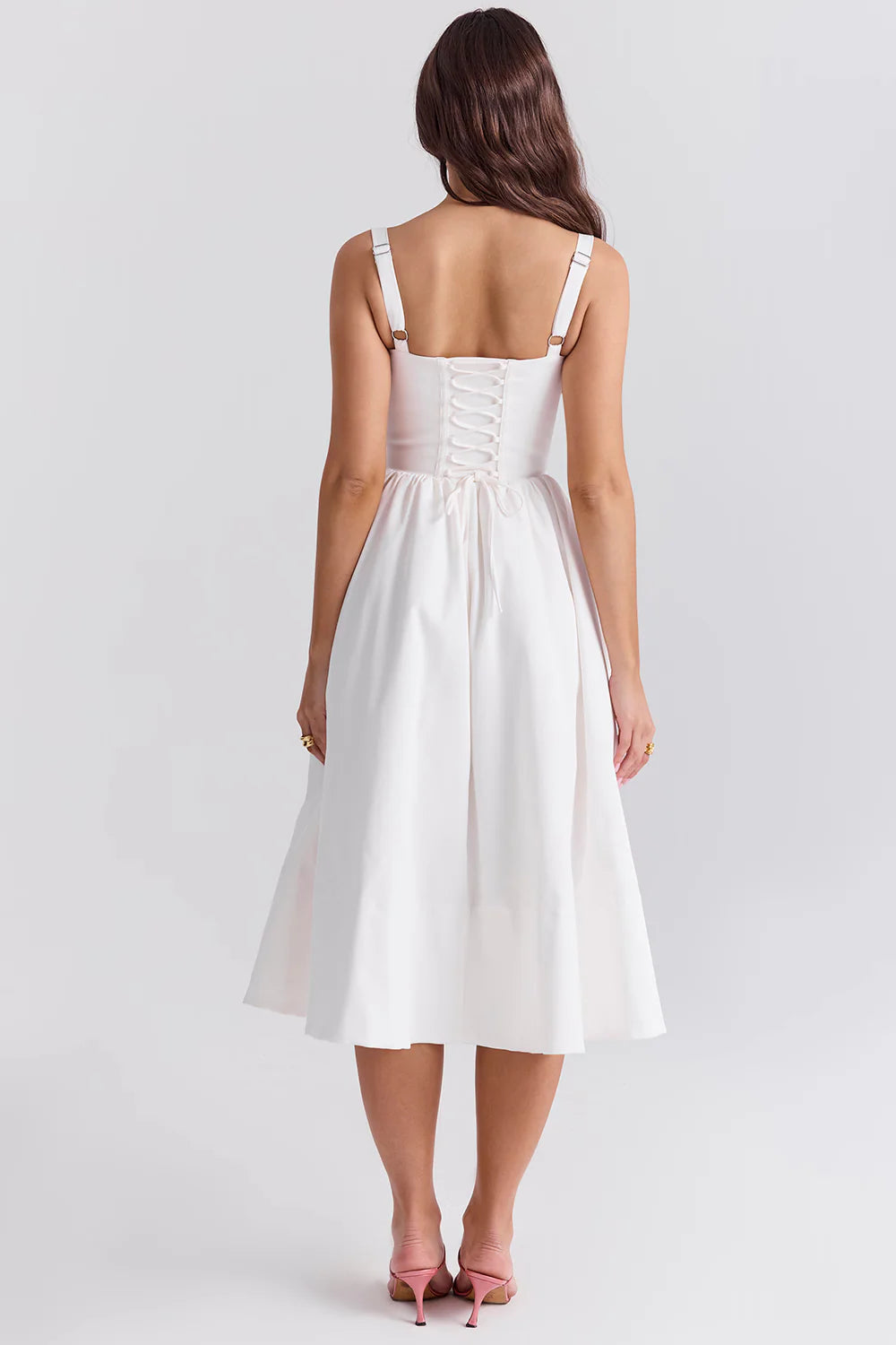 Vestido Midi Branco Modelador de Myocell Modelo Civitta