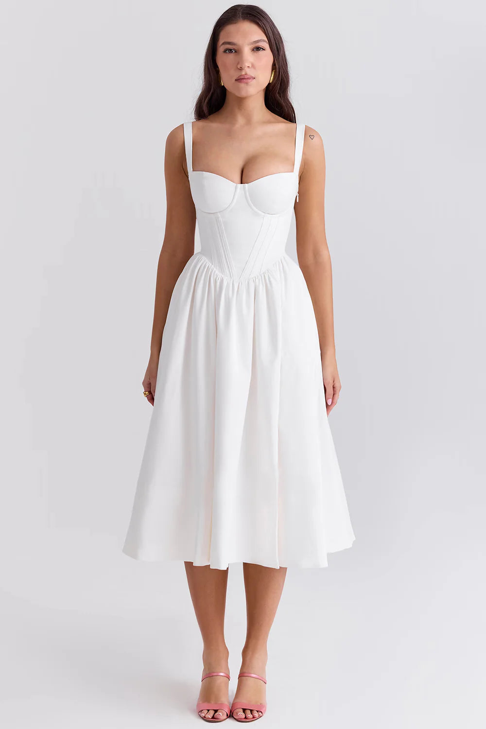 Vestido Midi Branco Modelador de Myocell Modelo Civitta