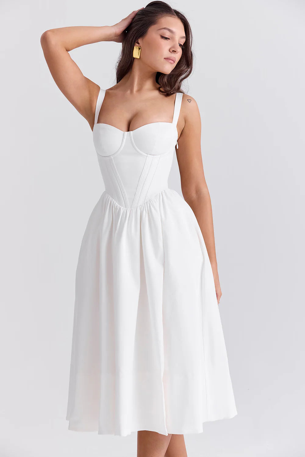 Vestido Midi Branco Modelador de Myocell Modelo Civitta