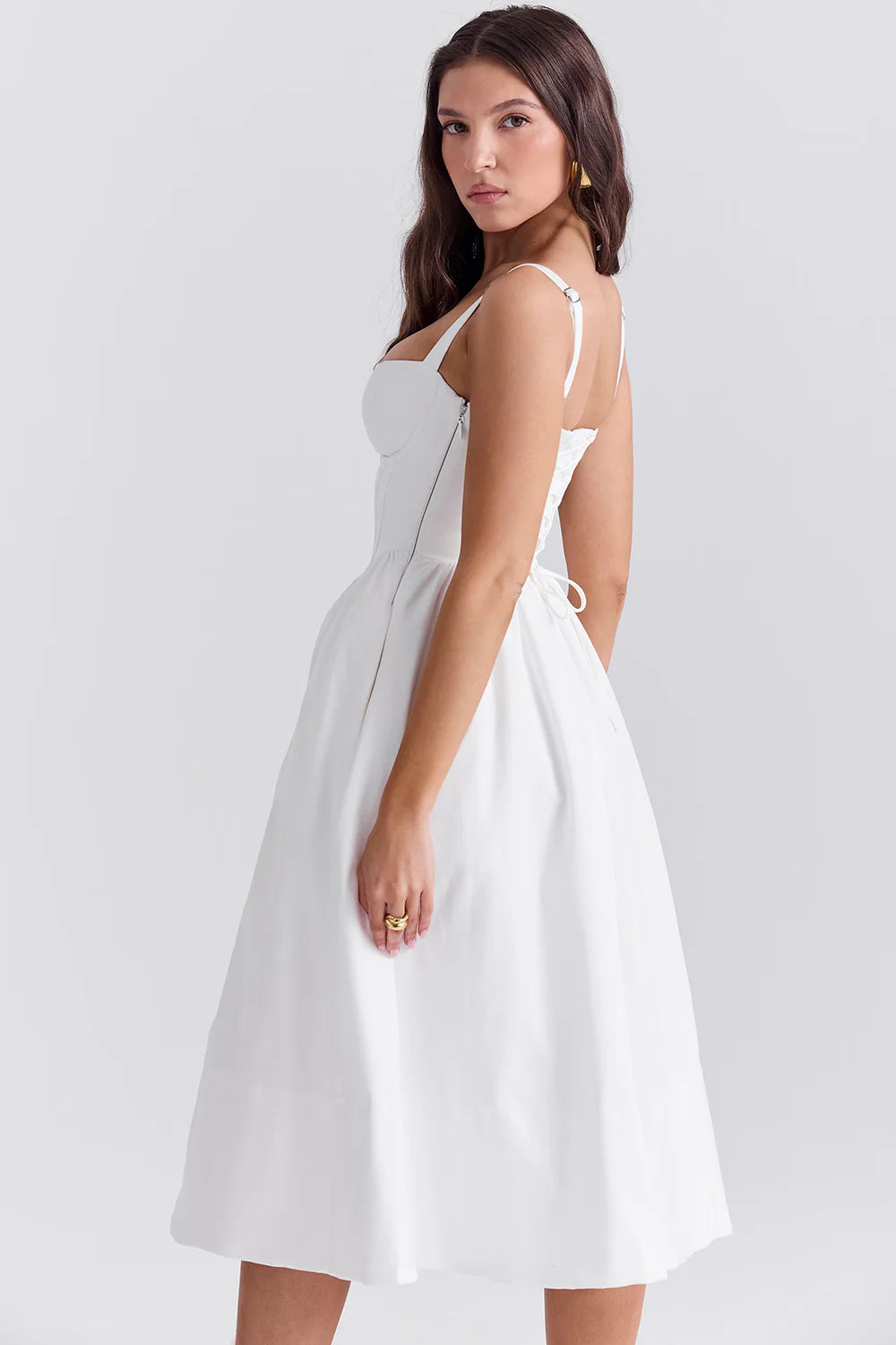 Vestido Midi Branco Modelador de Myocell Modelo Civitta