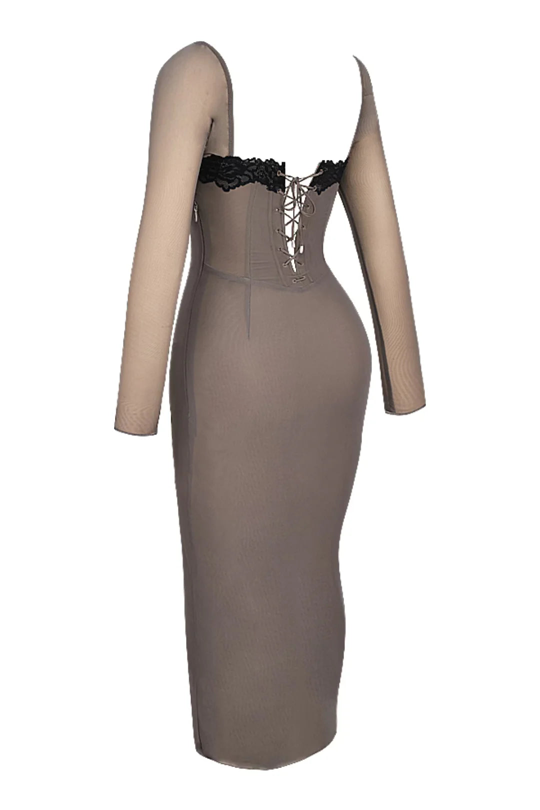 Vestido Midi Cinza Modelador Canelado Modelo Balsamo