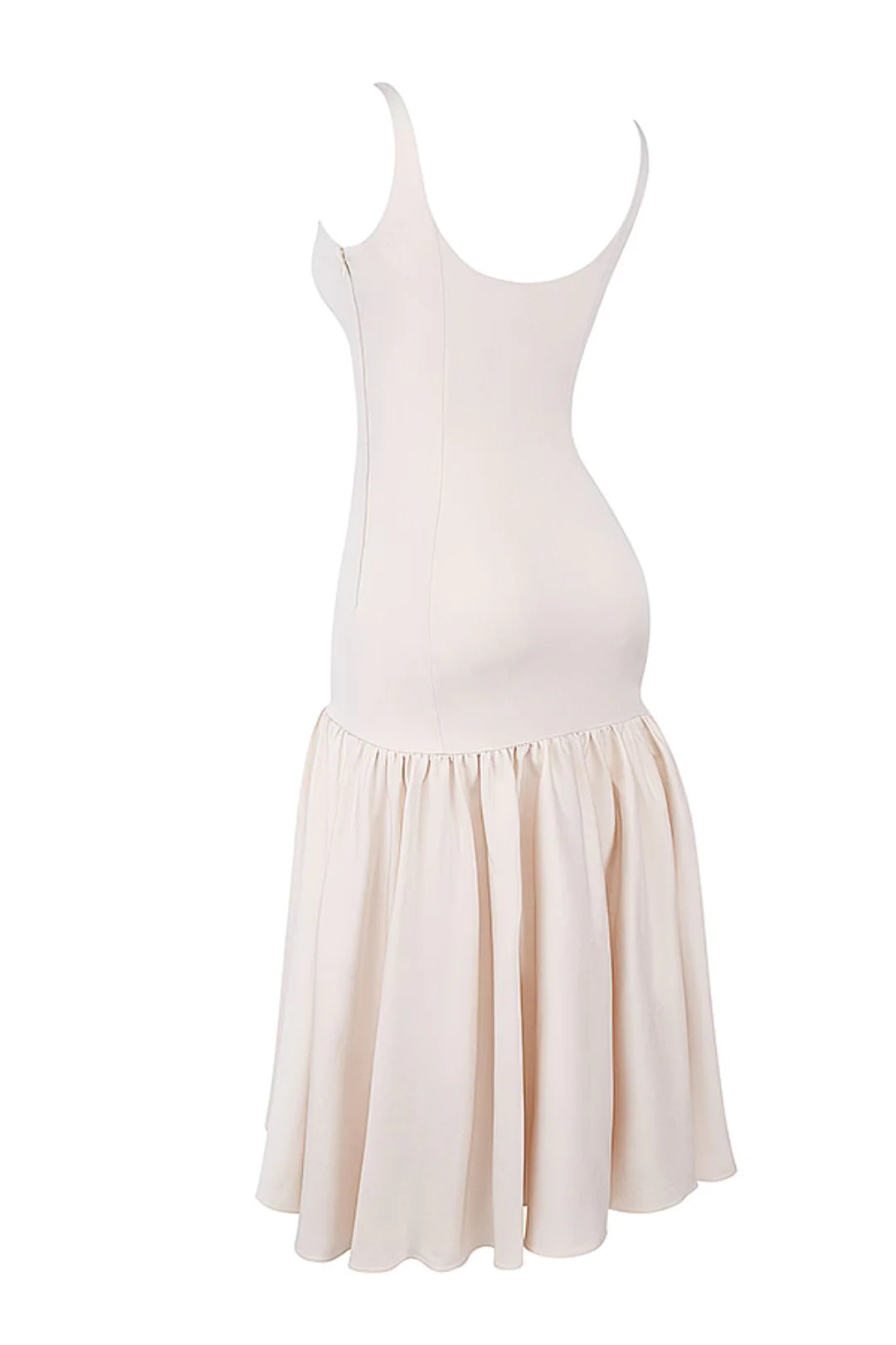 Vestido Midi Creme Cintura Caída Vintage Modelo Terme