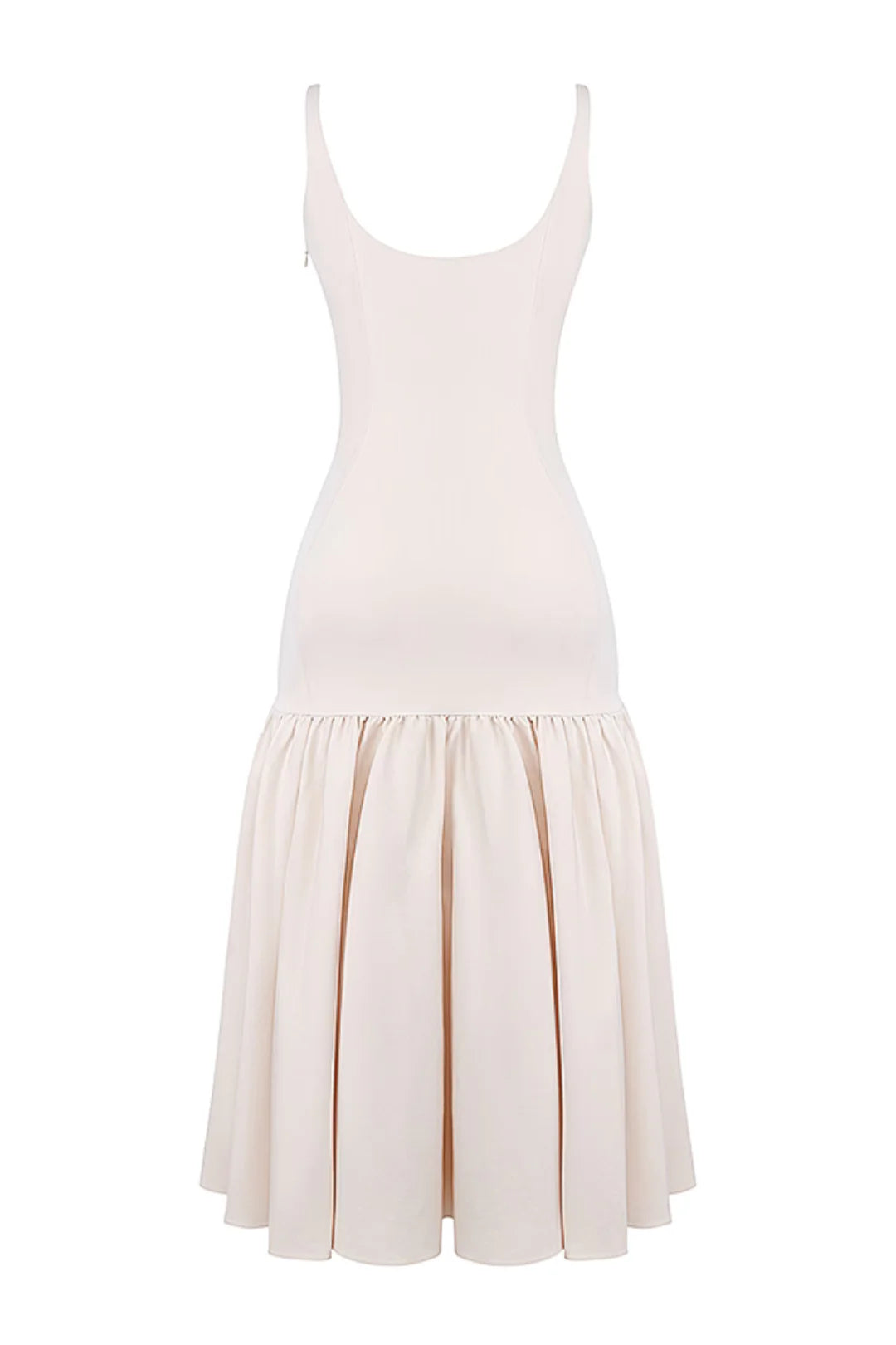 Vestido Midi Creme Cintura Caída Vintage Modelo Terme