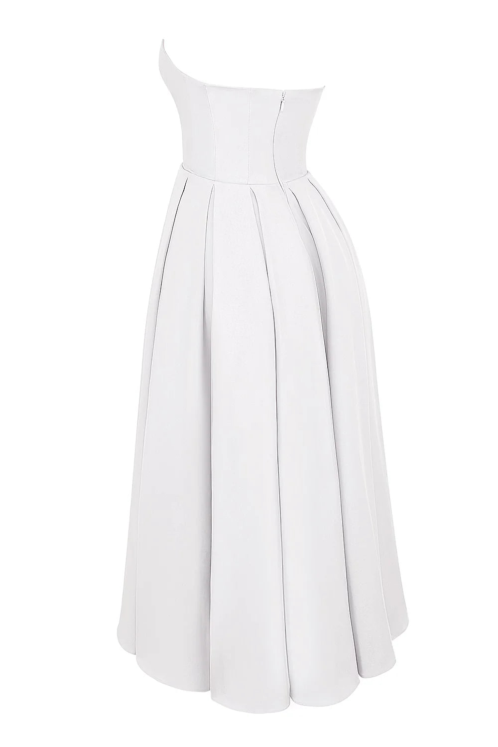 Vestido Midi Feminino Branco Liso Sem Alça Modelo Marina