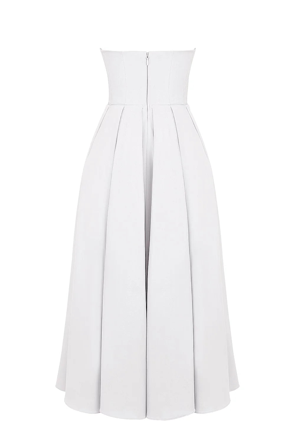 Vestido Midi Feminino Branco Liso Sem Alça Modelo Marina