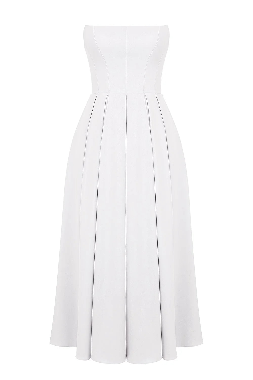 Vestido Midi Feminino Branco Liso Sem Alça Modelo Marina