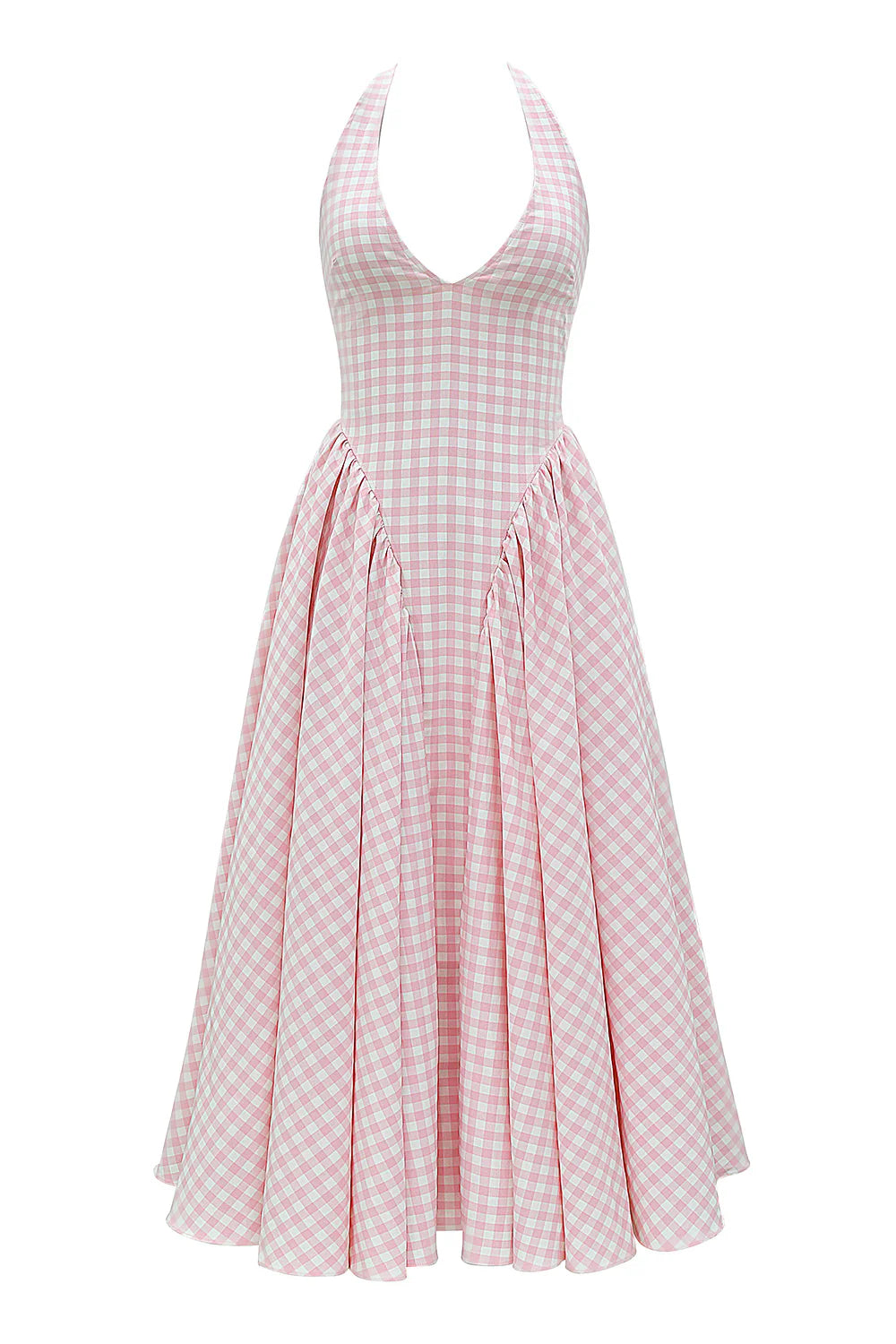 Vestido Midi Rosa Xadrez Olbia