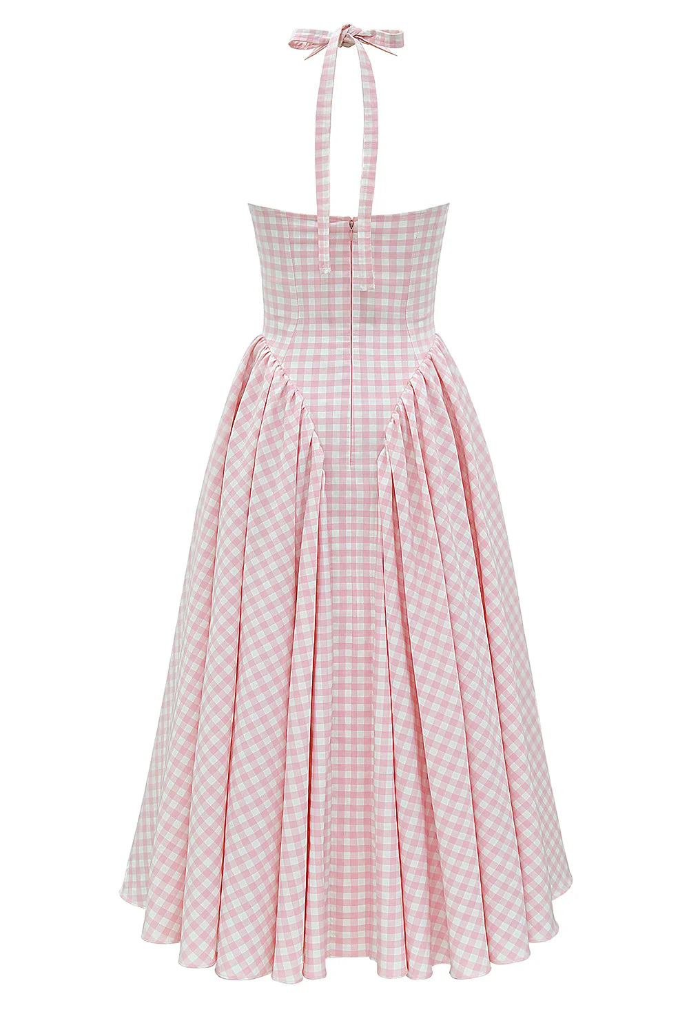 Vestido Midi Rosa Xadrez Olbia