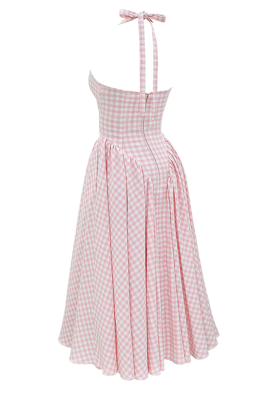 Vestido Midi Rosa Xadrez Olbia