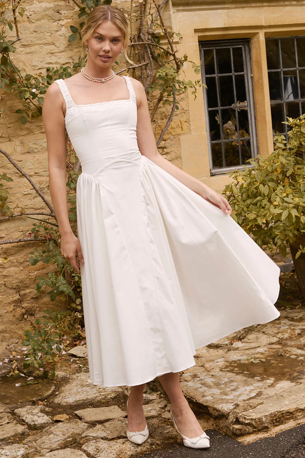 Vestido Midi Branco Arese
