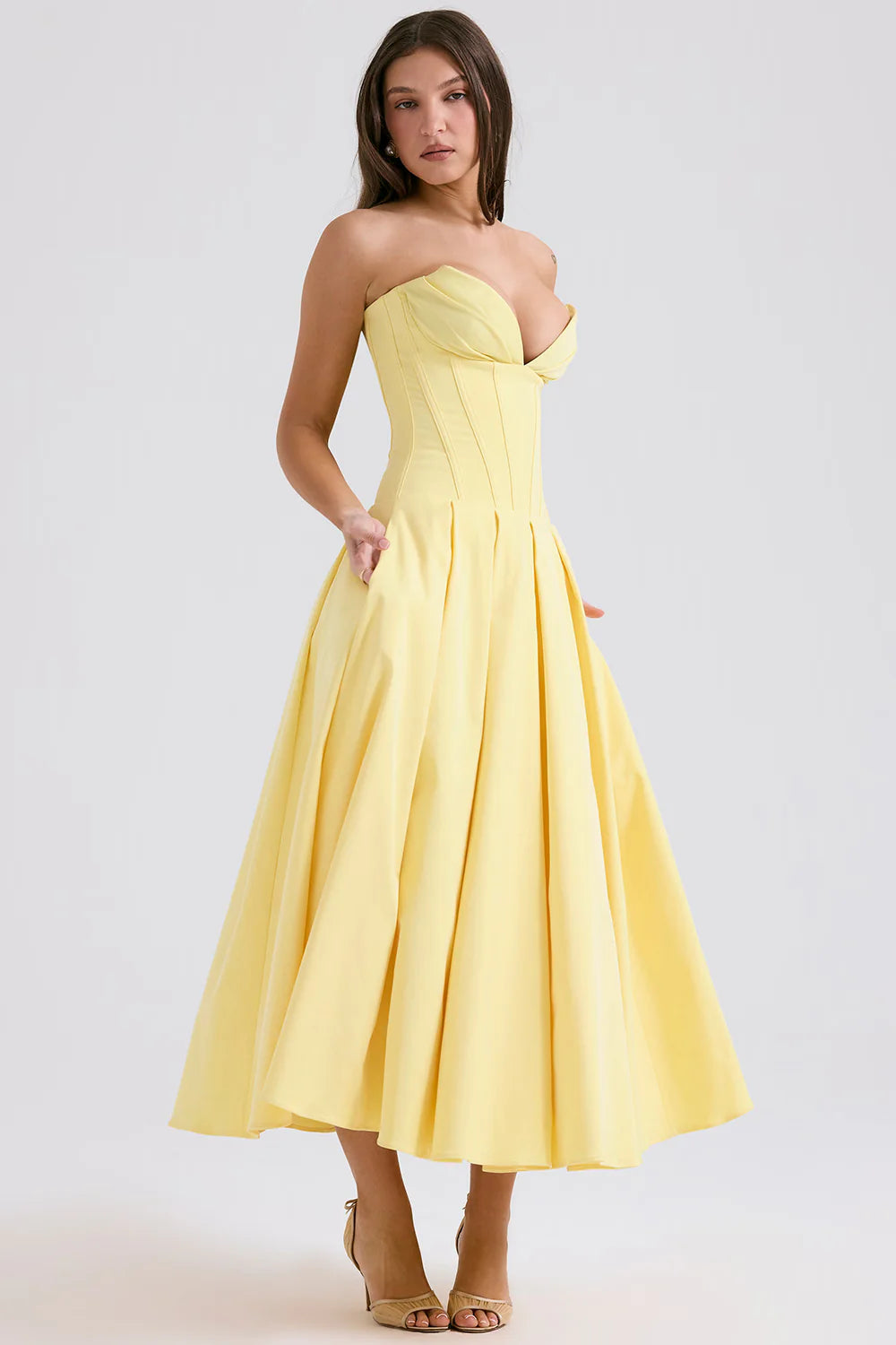 Vestido Midi Amarelo Trezzano