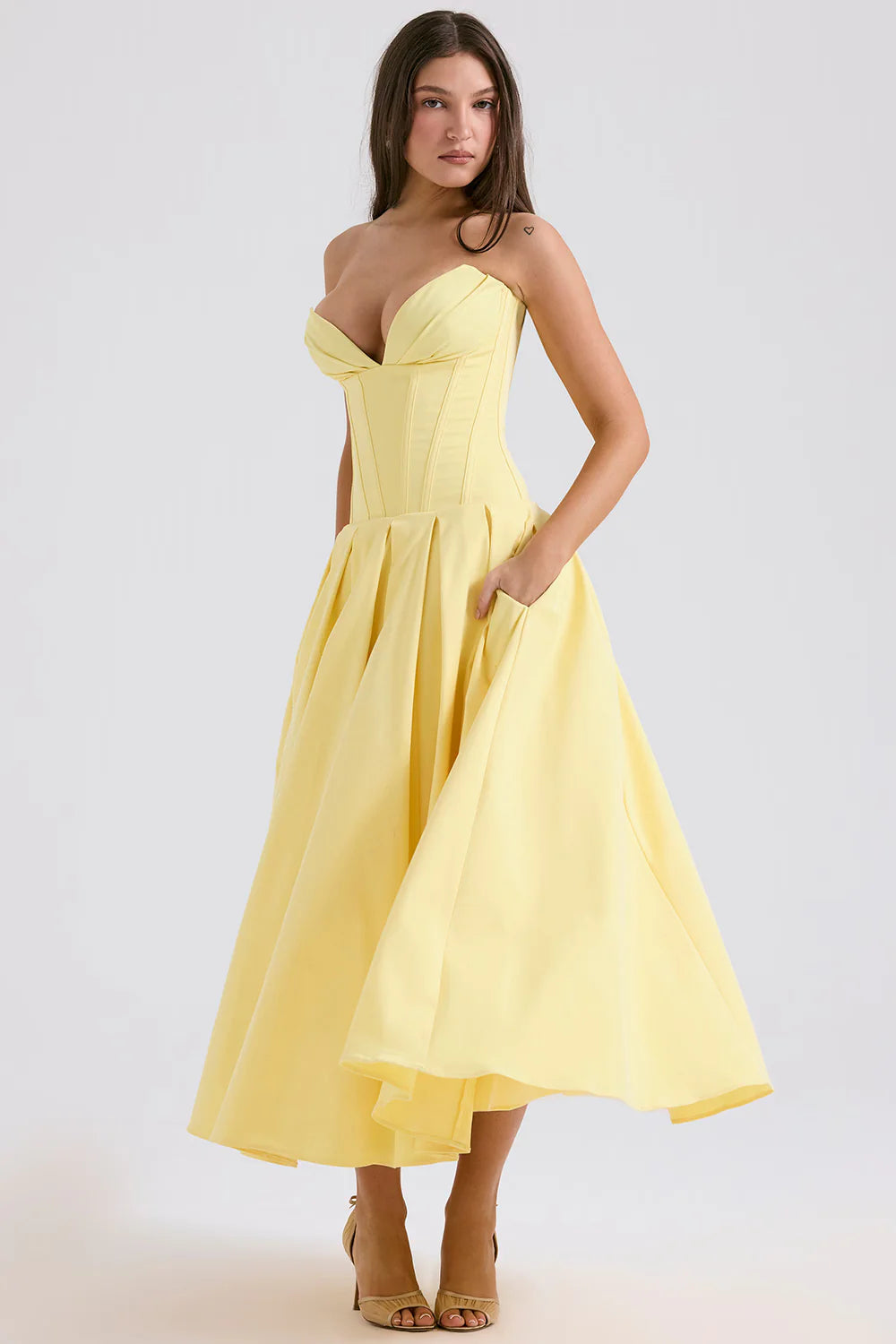 Vestido Midi Amarelo Trezzano