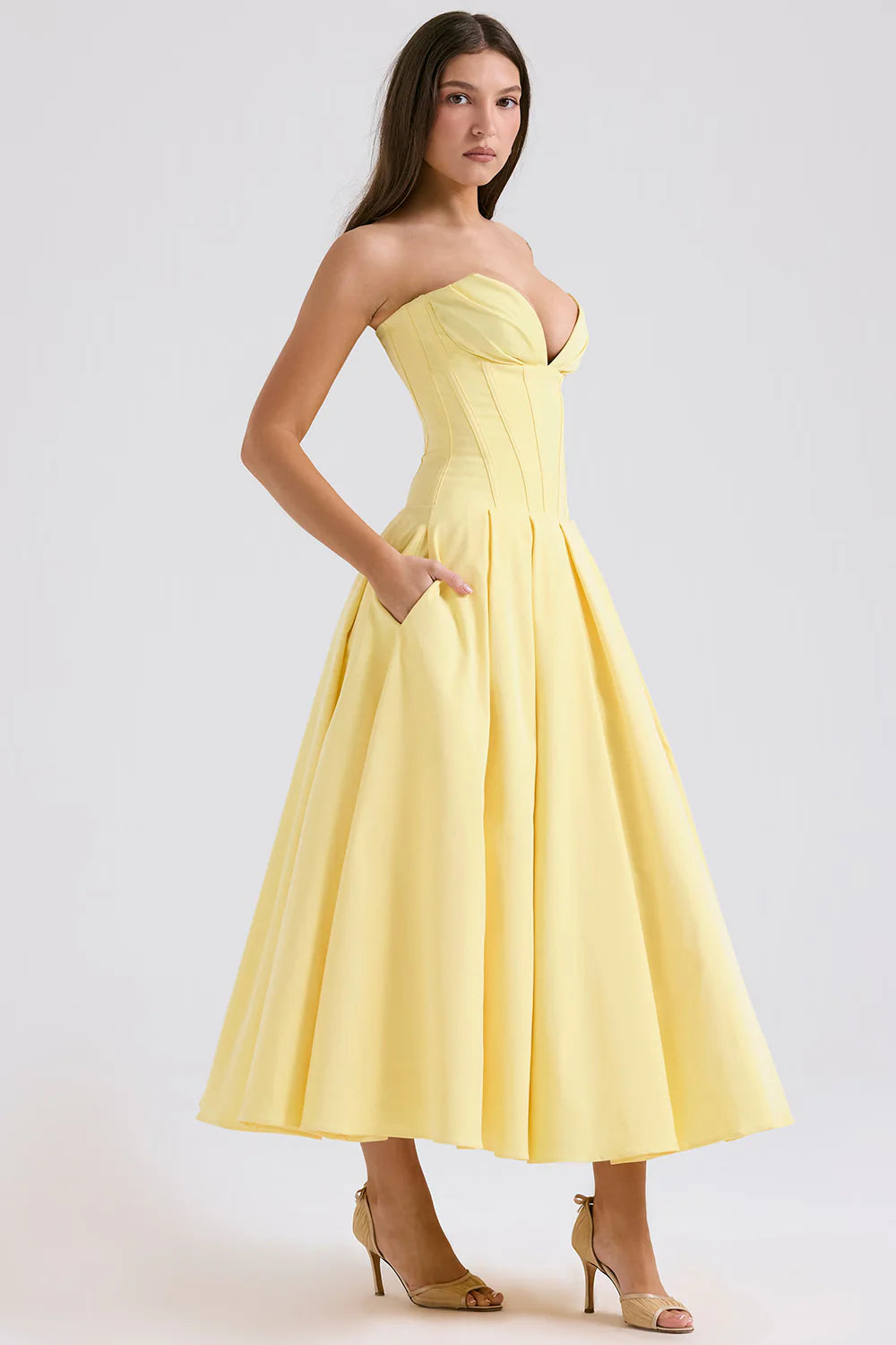 Vestido Midi Amarelo Trezzano