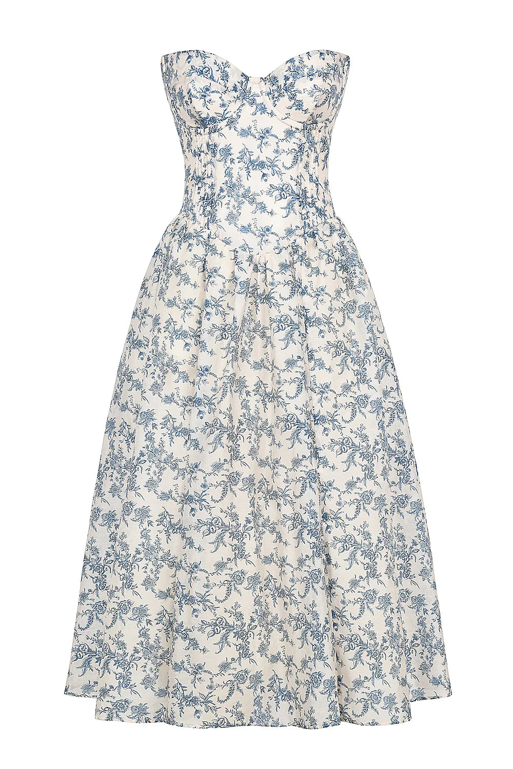 Vestido Midi Floral Azul Corniglia