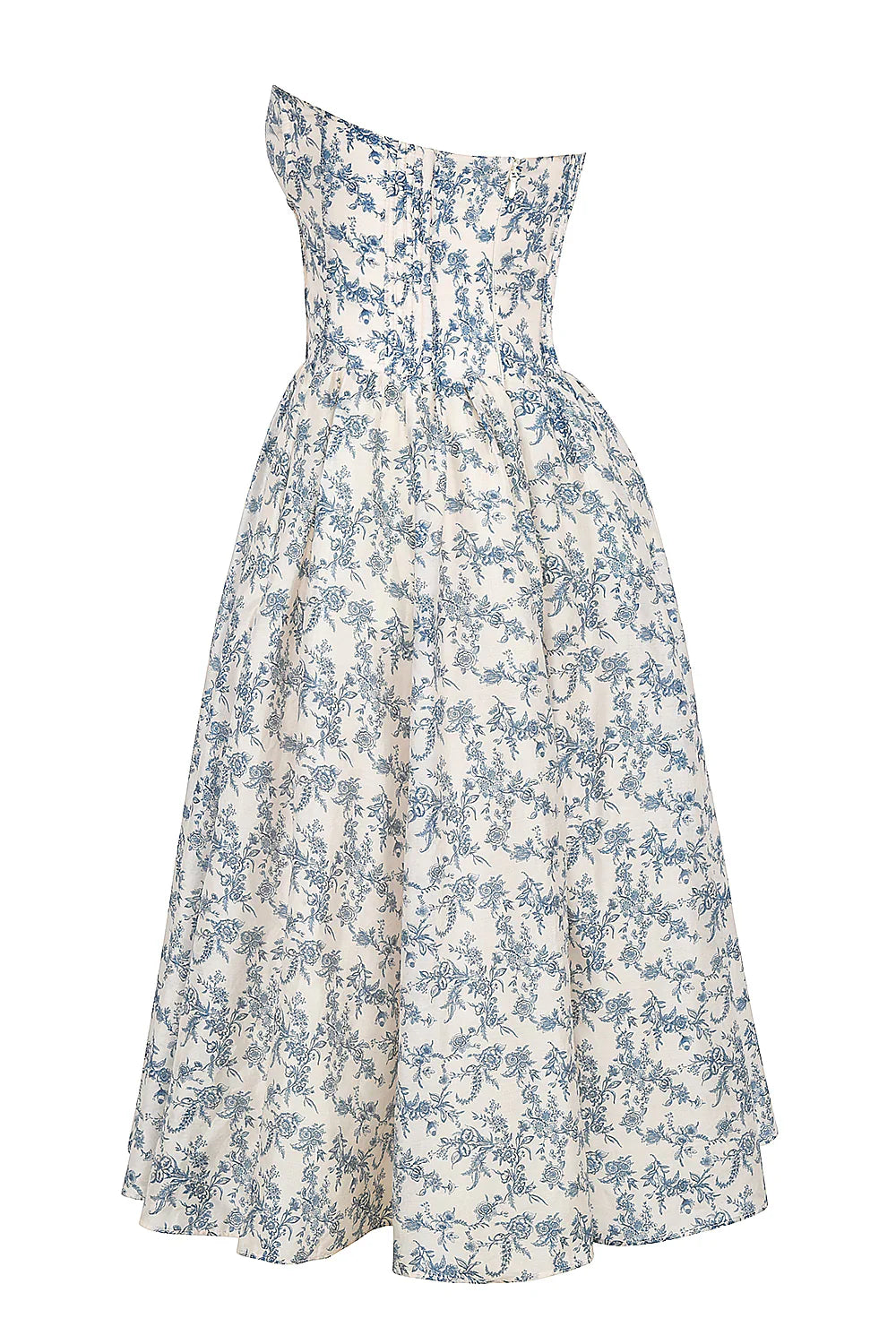 Vestido Midi Floral Azul Corniglia
