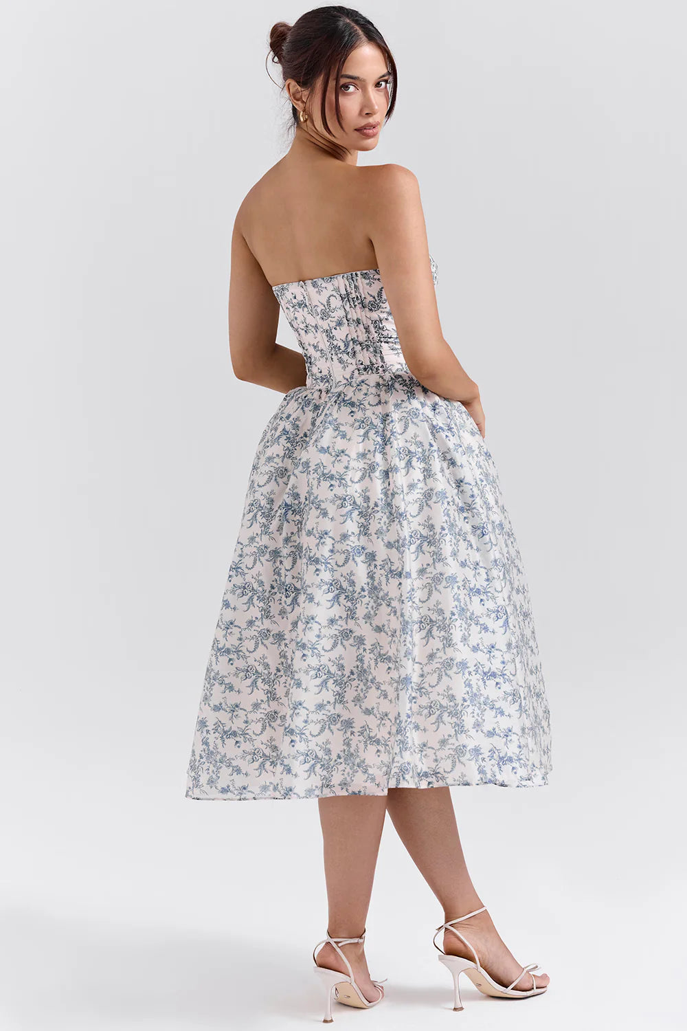 Vestido Midi Floral Azul Corniglia