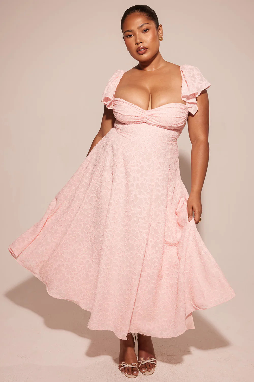 Vestido Midi Floral Rosa Veneto