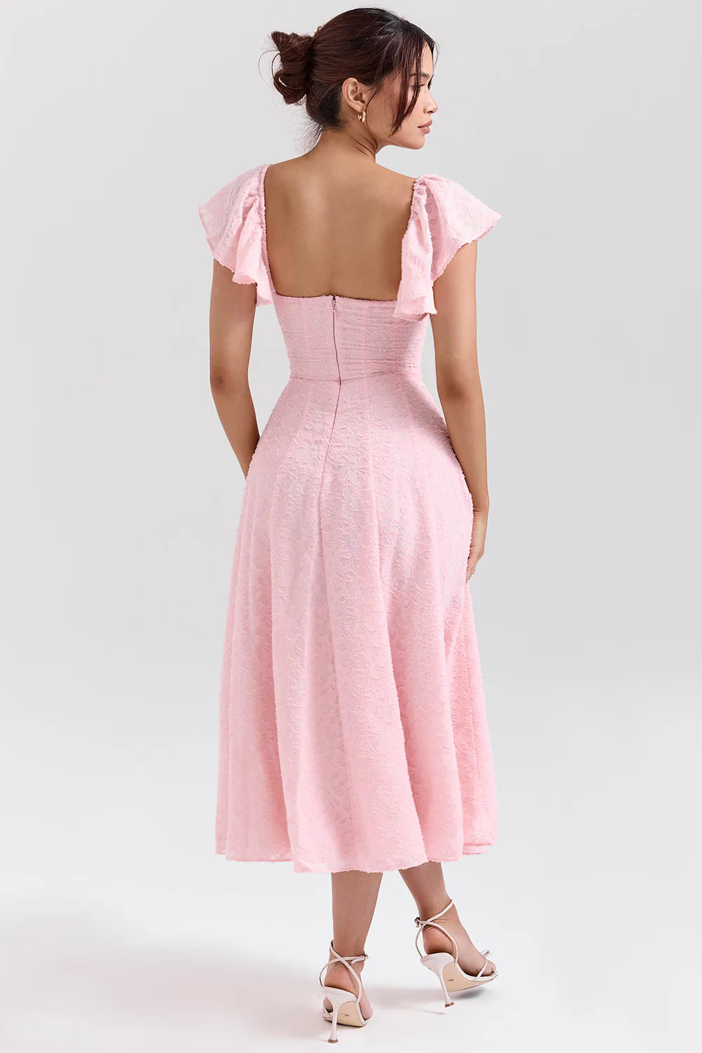 Vestido Midi Floral Rosa Veneto