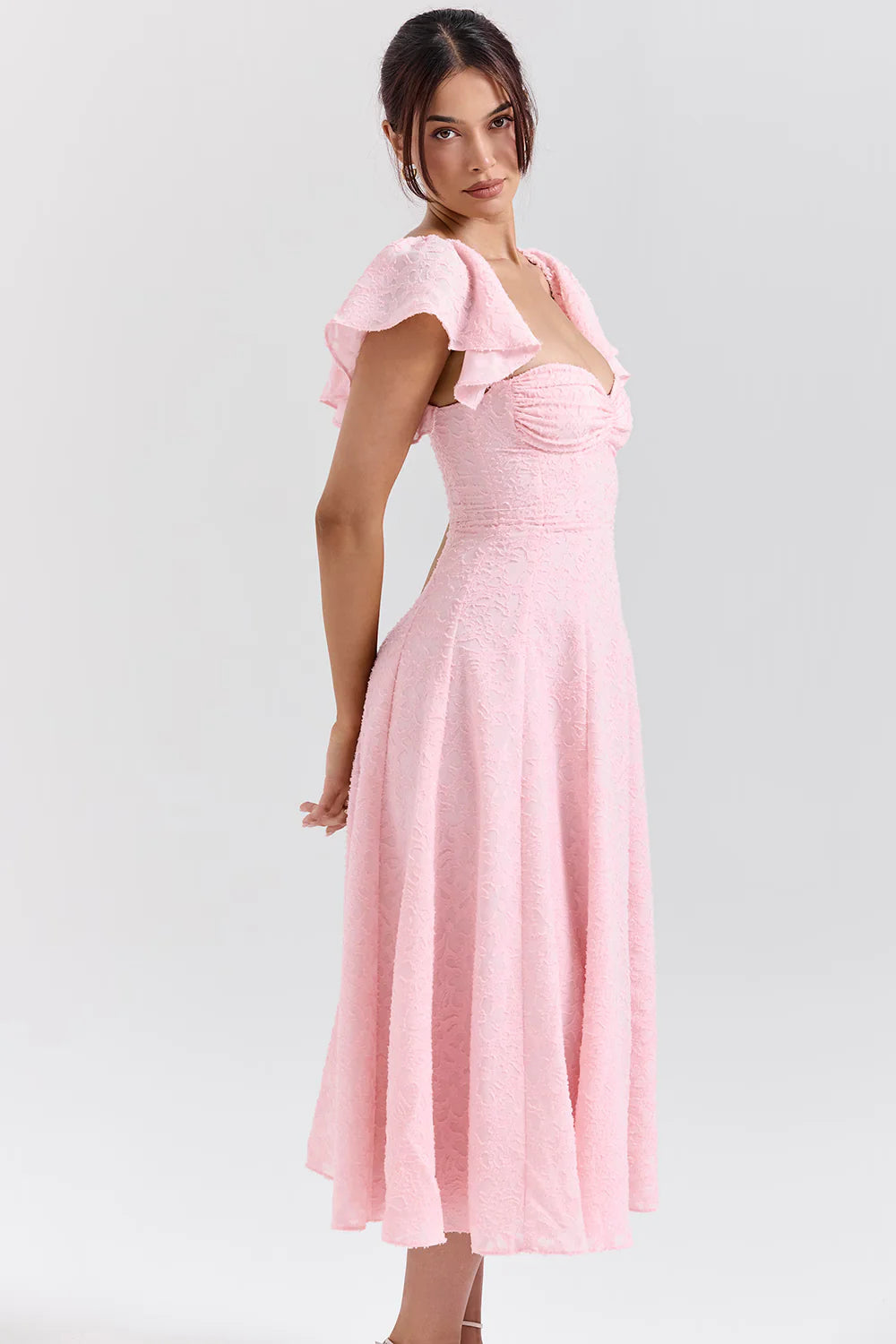 Vestido Midi Floral Rosa Veneto
