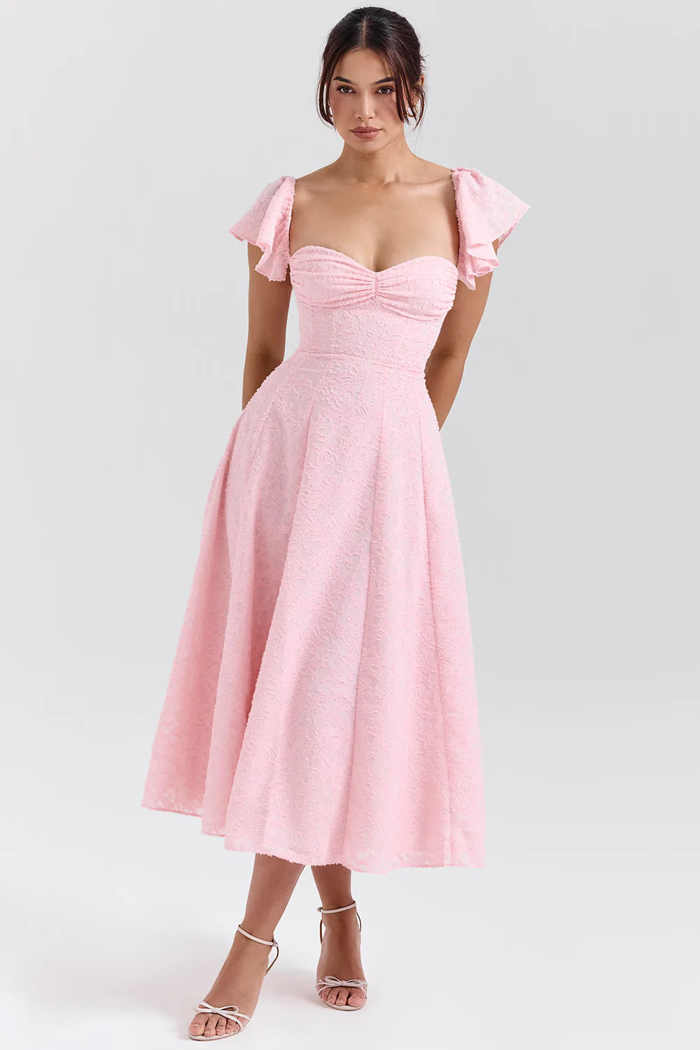 Vestido Midi Floral Rosa Veneto
