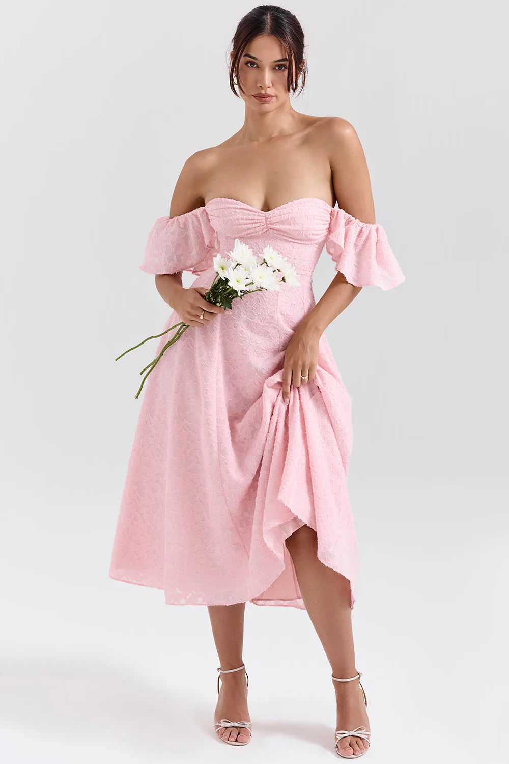 Vestido Midi Floral Rosa Veneto