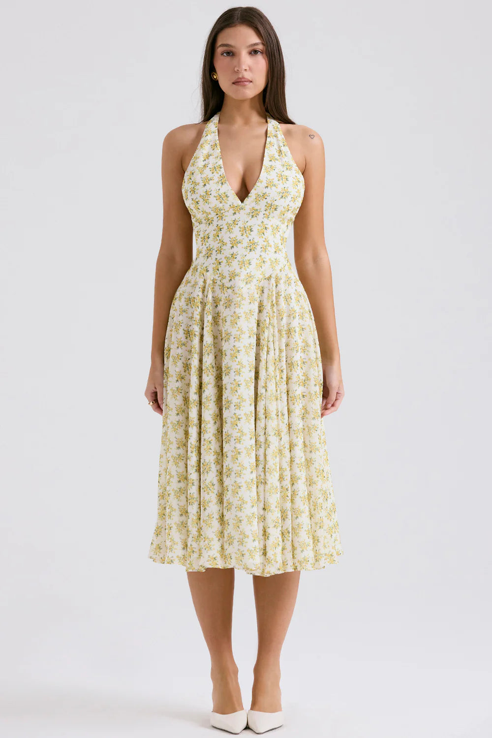 Vestido Midi Modelador Com Alça Vintage Modelo Asti