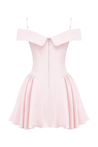 Vestido Curto Bailarina Off Shoulder Rosa Modelo Palermo