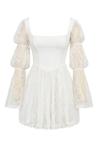 Vestido Curto Bufante Branco Modelo Rossano