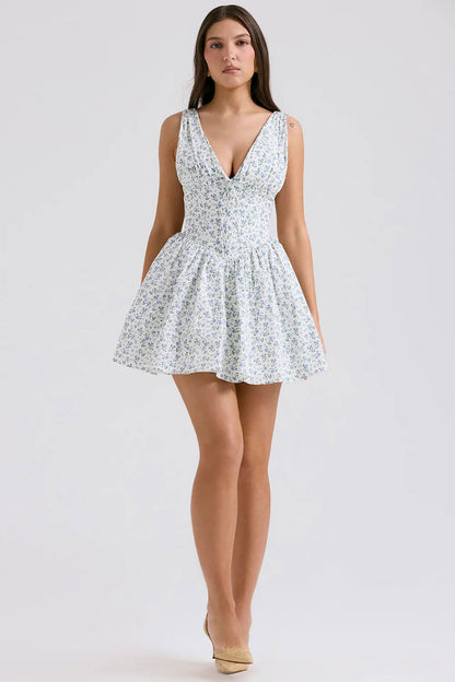 Vestido Curto Modelador Algodão Floral Modelo Castiglione