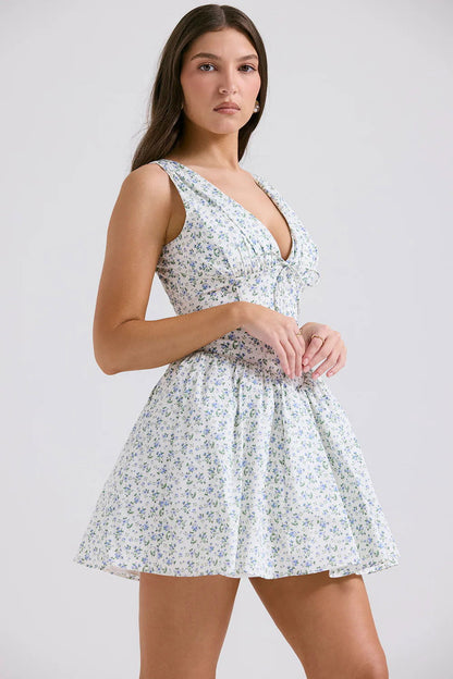 Vestido Curto Modelador Algodão Floral Modelo Castiglione