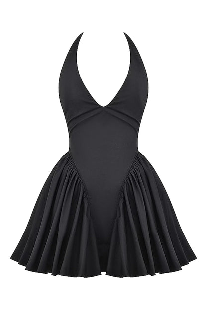 Vestido Curto Modelador Preto Com Alça Vintage Modelo Foligno