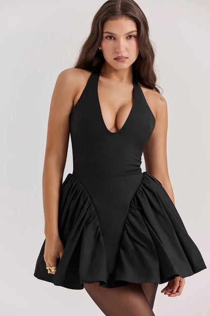 Vestido Curto Modelador Preto Com Alça Vintage Modelo Foligno