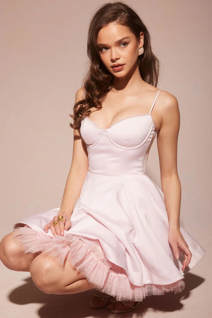 Vestido Curto Rosa Liso Modelador Modelo Anagni