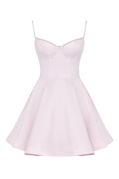 Vestido Curto Rosa Liso Modelador Modelo Anagni