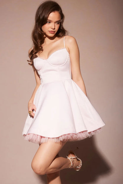Vestido Curto Rosa Liso Modelador Modelo Anagni