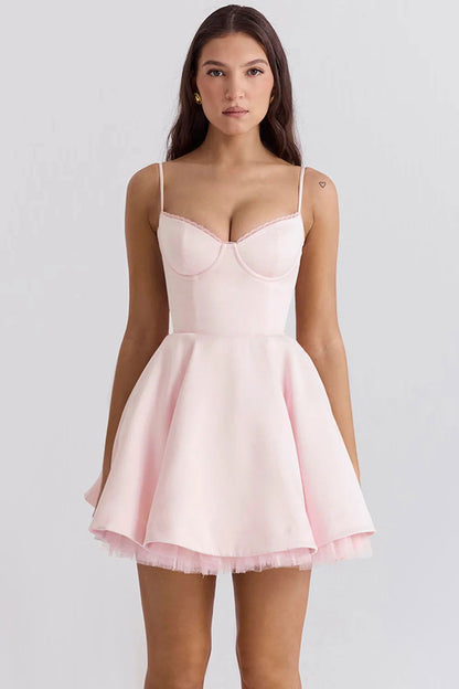 Vestido Curto Rosa Liso Modelador Modelo Anagni