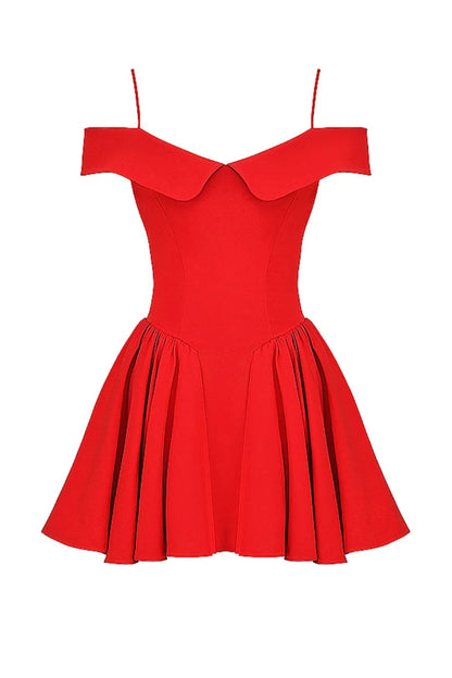 Vestido Curto Vermelho Modelador Off Shoulder Modelo Bollate