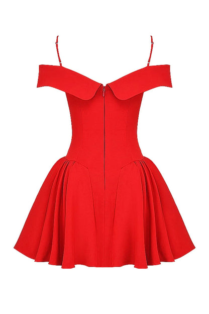 Vestido Curto Vermelho Modelador Off Shoulder Modelo Bollate