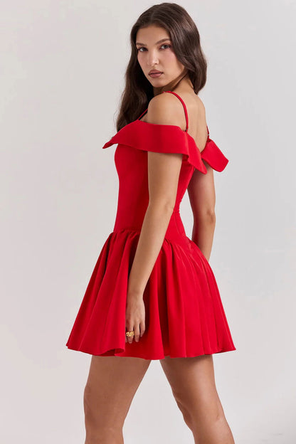 Vestido Curto Vermelho Modelador Off Shoulder Modelo Bollate